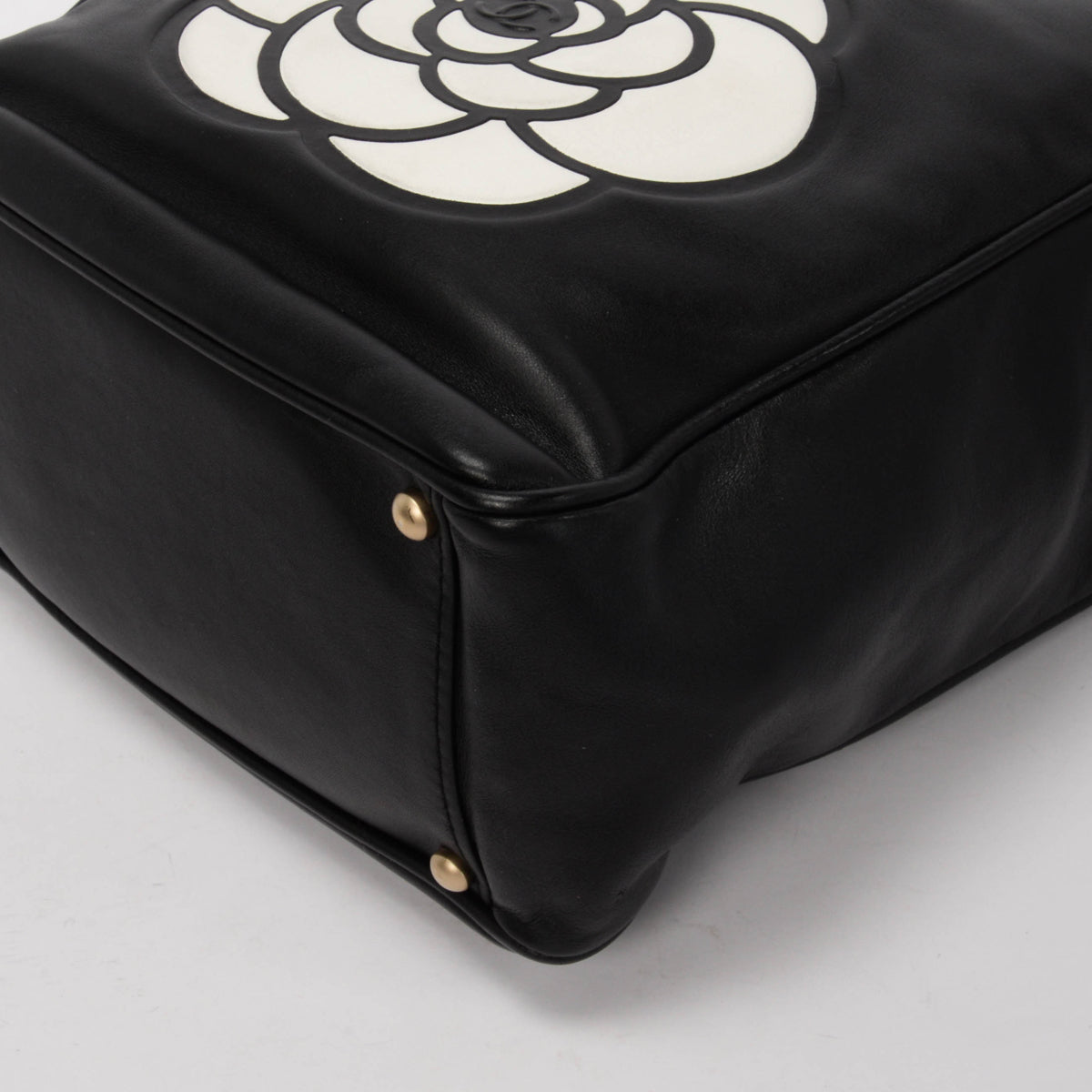 Chanel Black Lambskin Camellia Tote