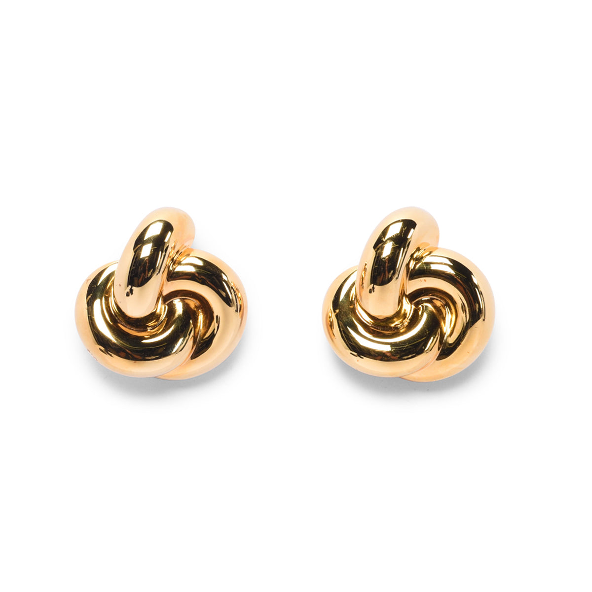 Saint Laurent Gold Tone Large Knot Clip Earrings
