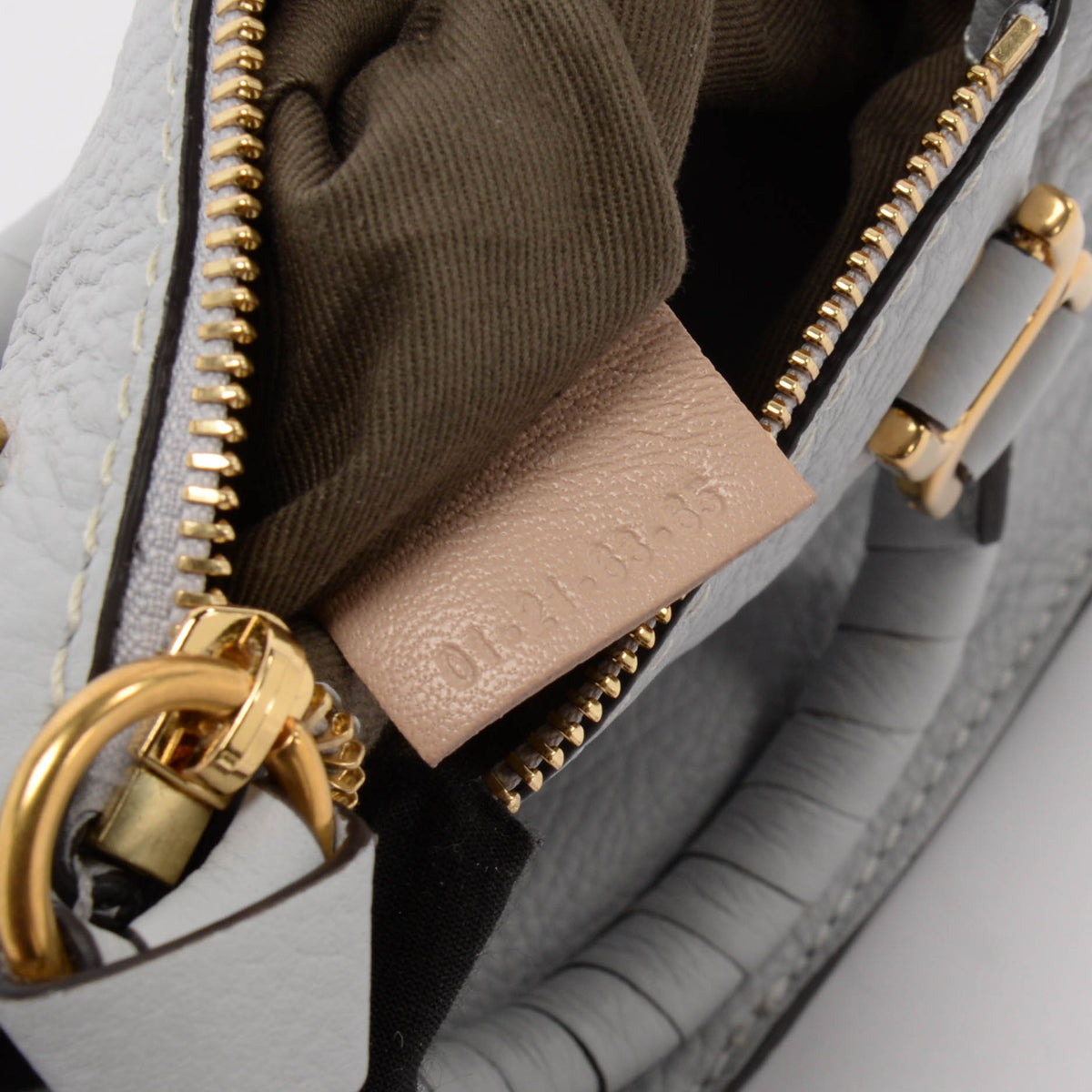 Chloe Pale Blue Grained Calfskin Mini Double Marcie Bag