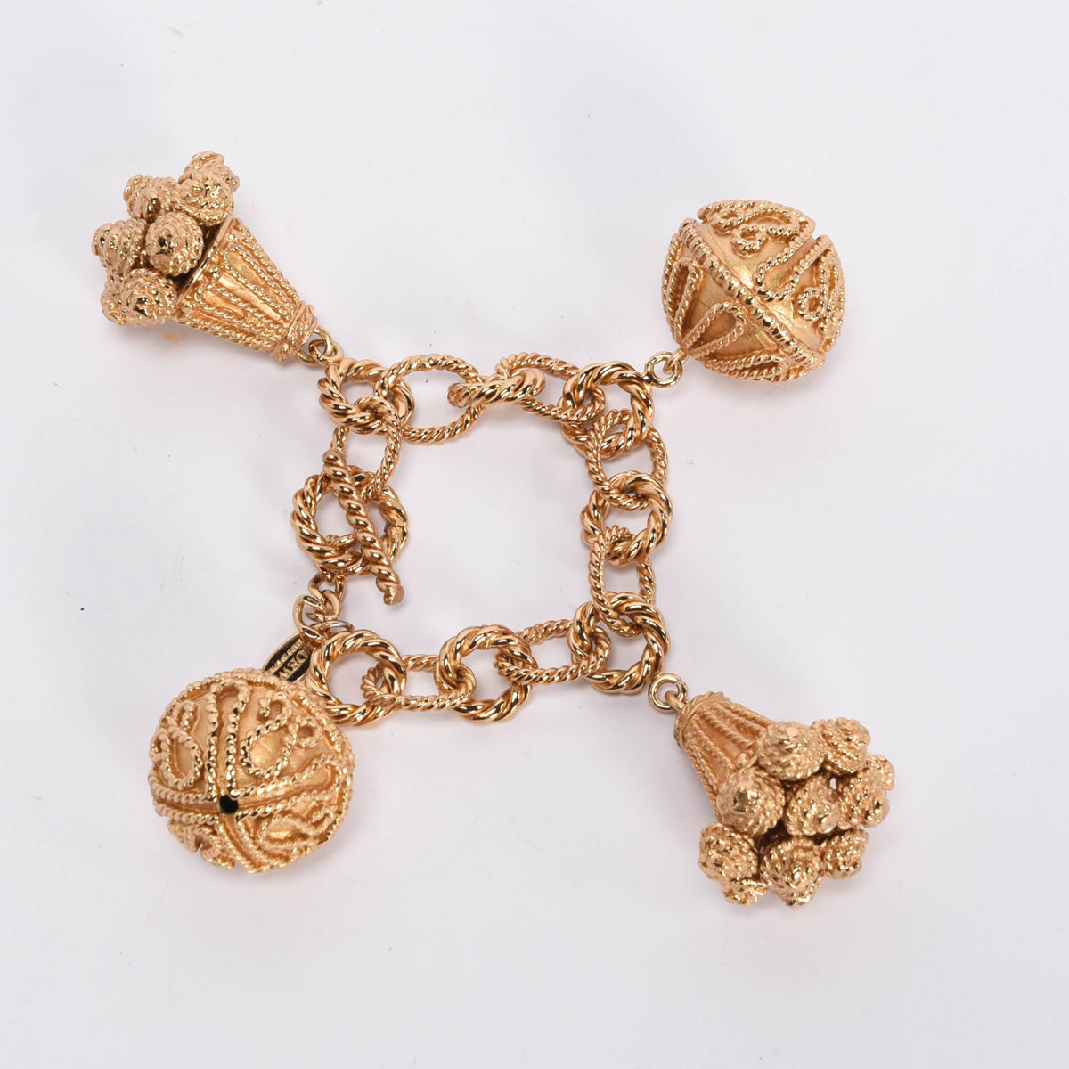 Loewe Vintage Gold Tone Charm Bracelet