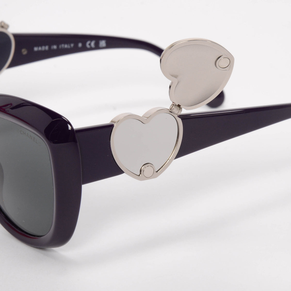 Chanel Purple CC Heart Mirror Butterfly Sunglasses