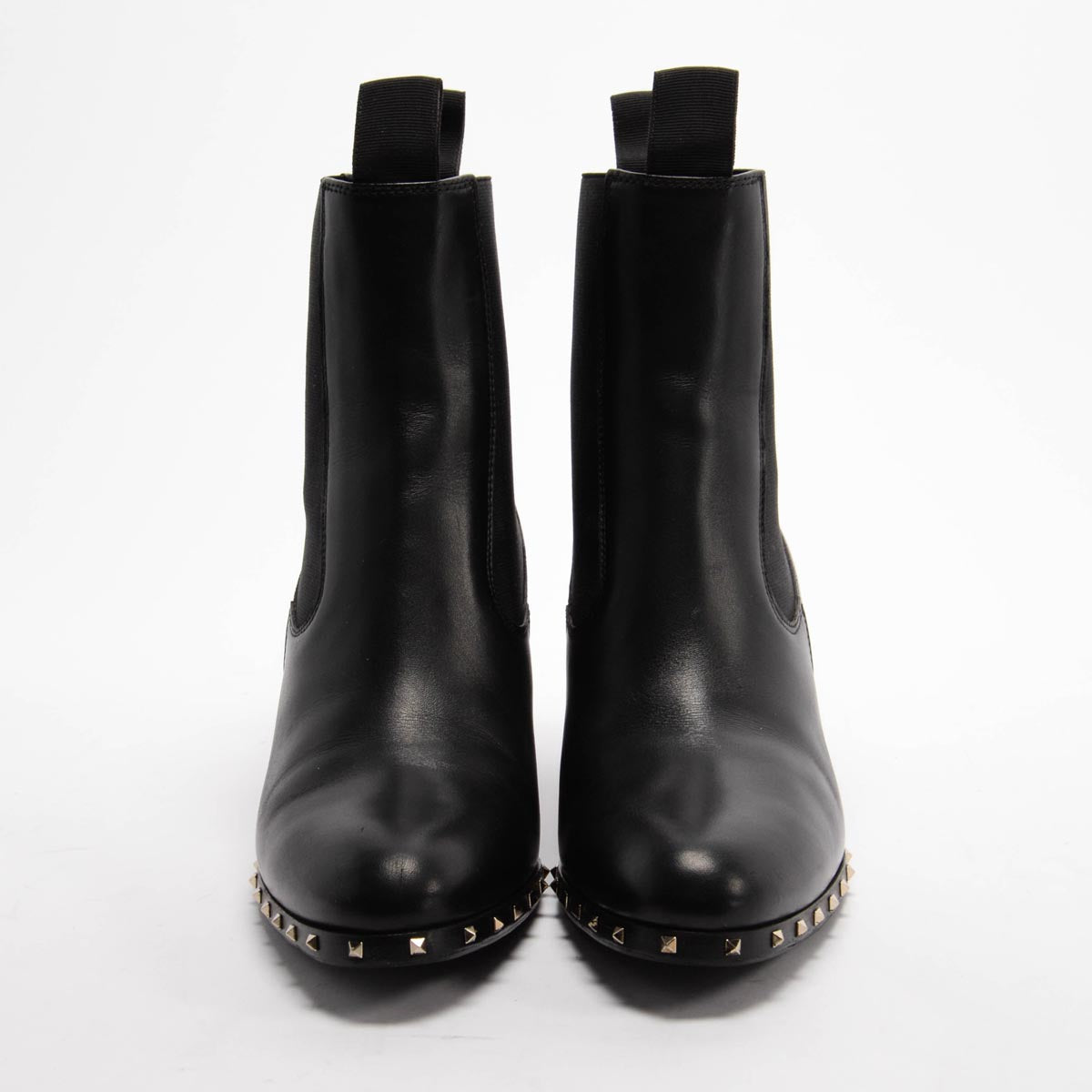 Valentino Black Calfskin Rockstud Beatle Boots 37.5