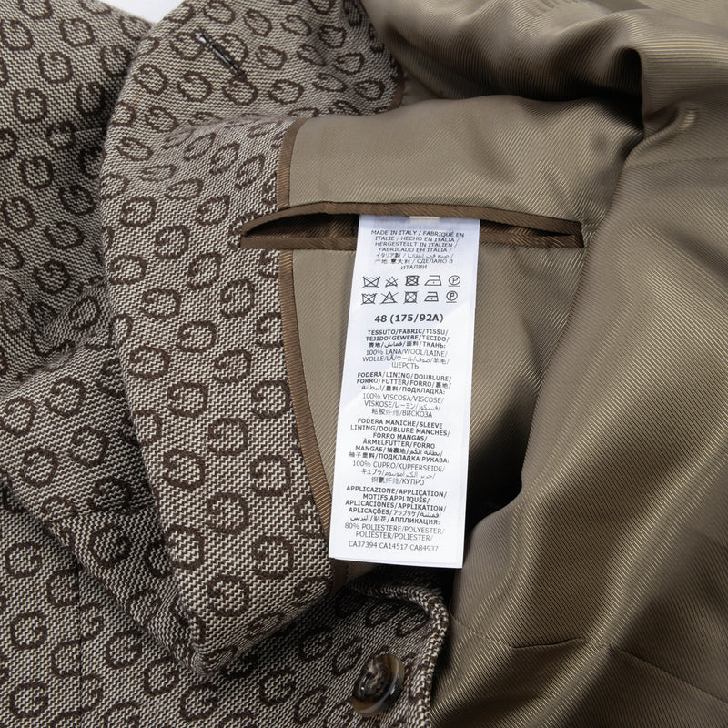 Gucci Brown Wool G Jacquard Jacket 48 - Blue Spinach