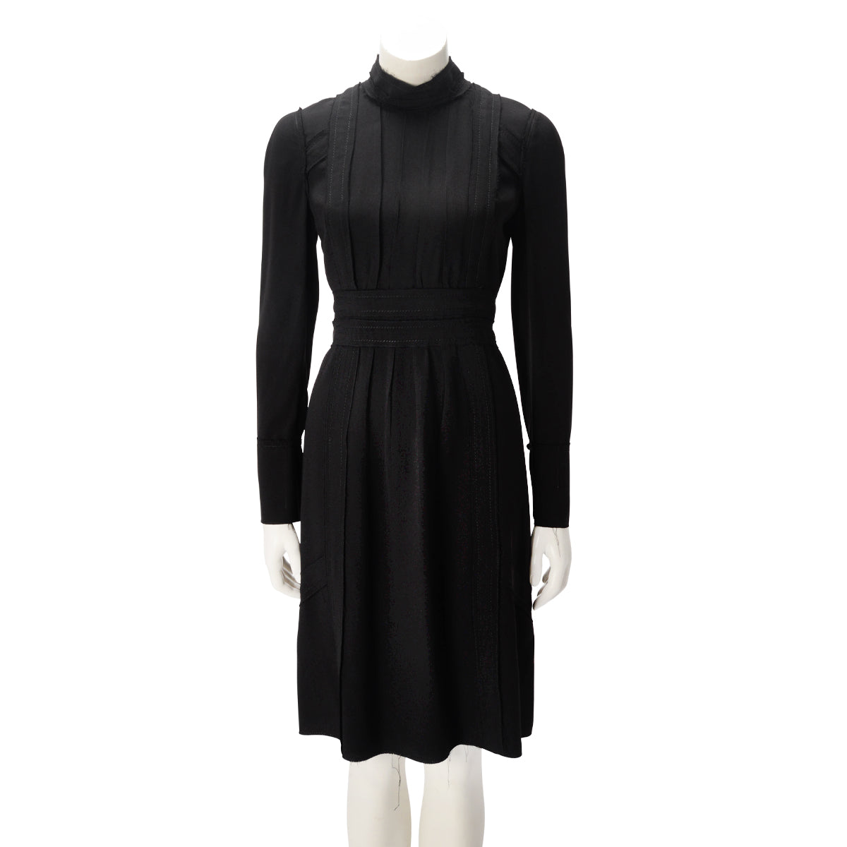 Prada Black Crepe Pleated Dress IT 40