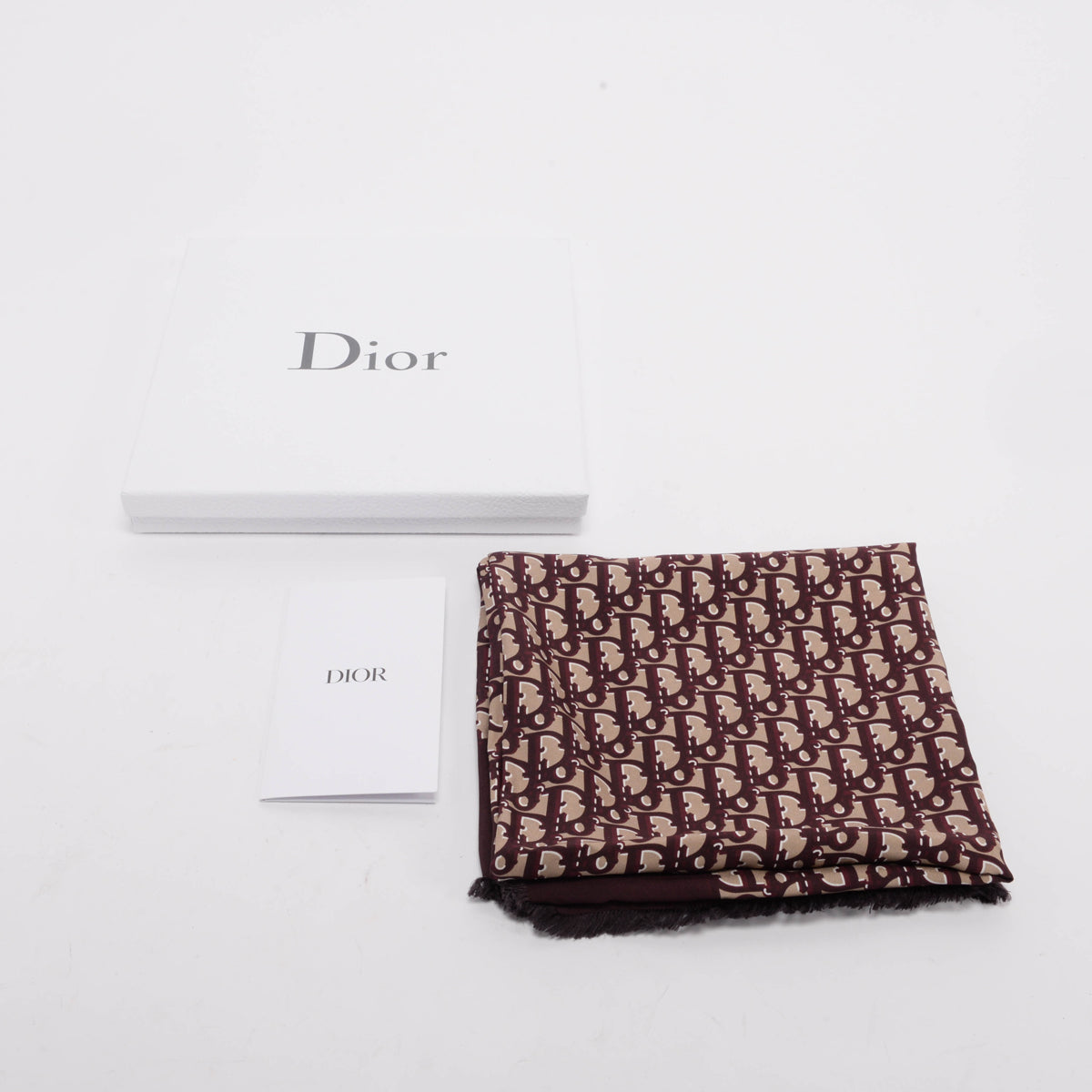 Dior Bi-Colour Silk Oblique Fringed Scarf