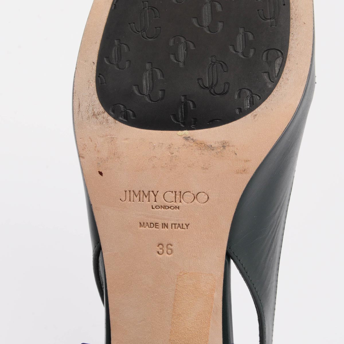 Jimmy Choo Dark Green Calfskin Diamond Tilda Slingbacks 36