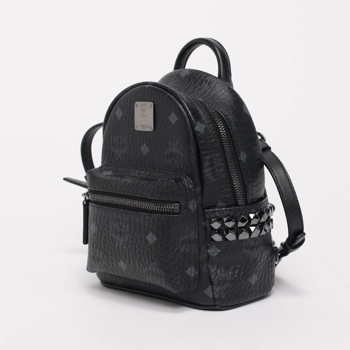 MCM Black Visetos Stark Side Studs Bebe Boo Mini Backpack