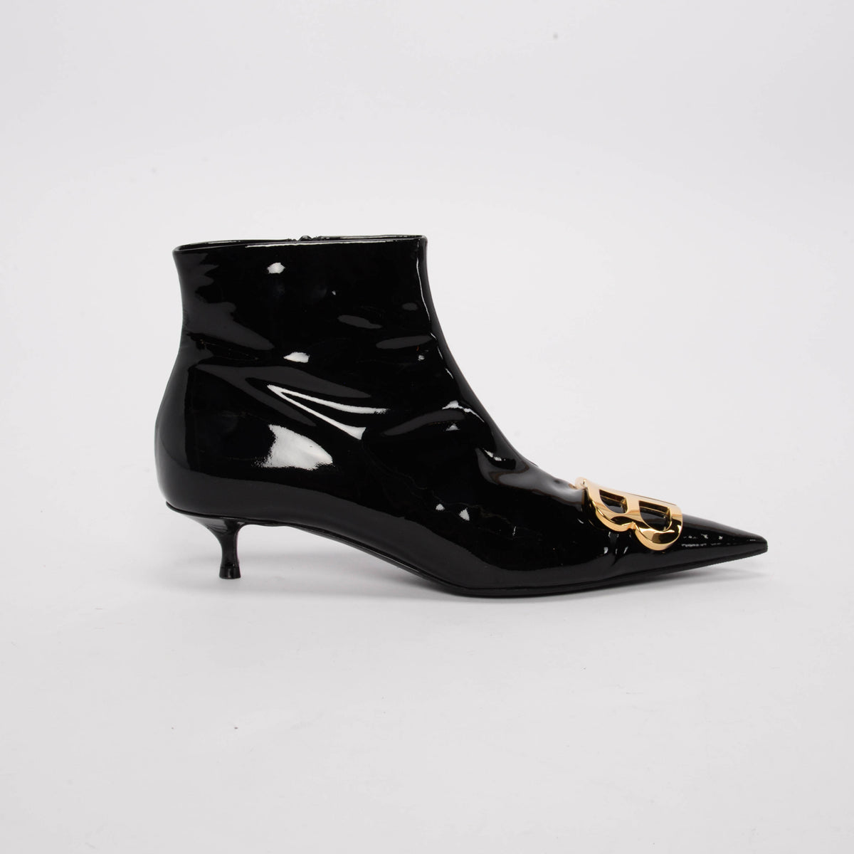 Balenciaga Black Patent BB Knife Booties 38