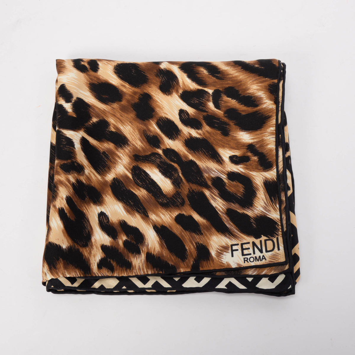 Fendi Leopard Print Silk FF Gradient Scarf