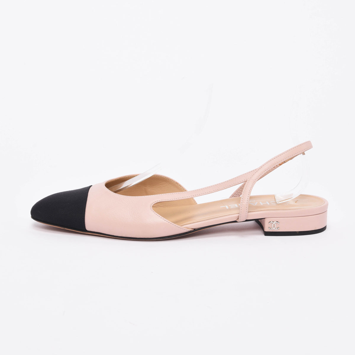Chanel Pink Lambskin CC Slingback Flats 41.5
