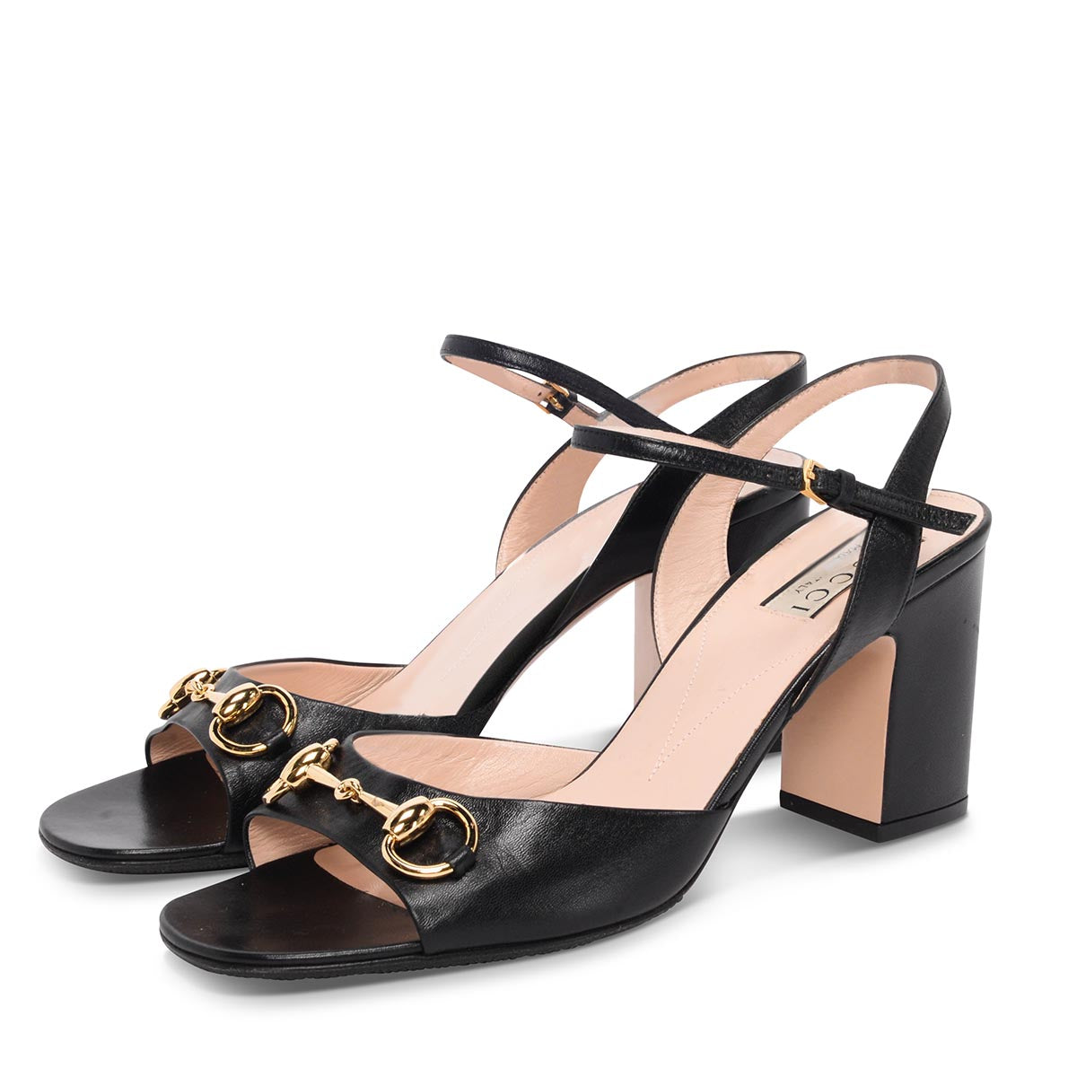 Gucci Black Calfskin Horsebit Sandals 39.5