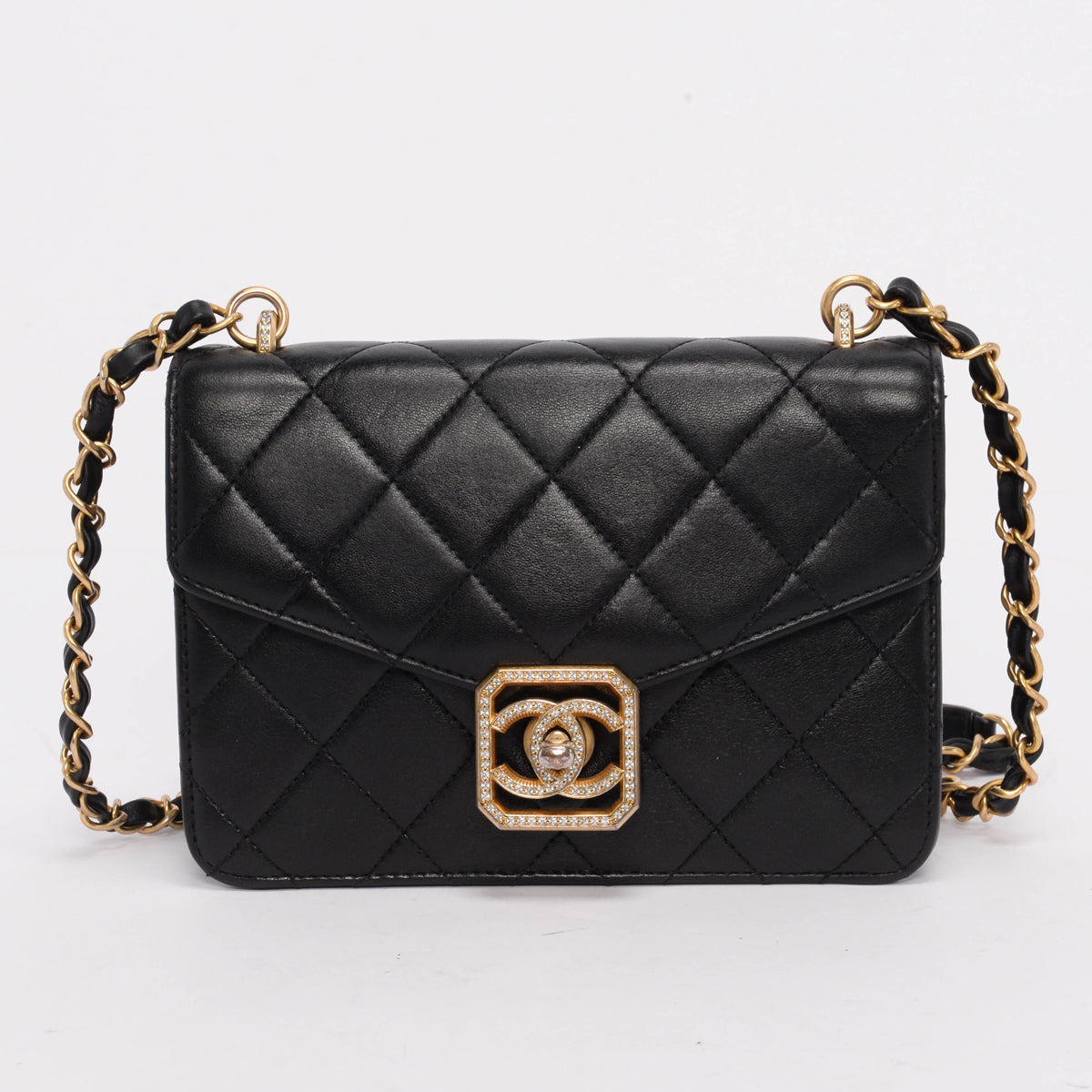 Chanel Black Quilted Lambskin Geometric CC Frame Flap Bag