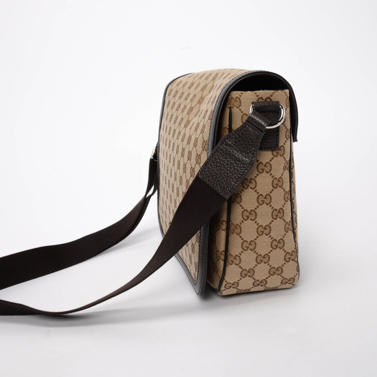 Gucci Beige GG Canvas Flap Messenger Cross Body Bag