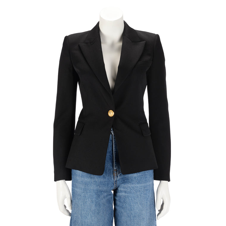Balmain Black Wool Twill Single Breasted Jacket FR 36