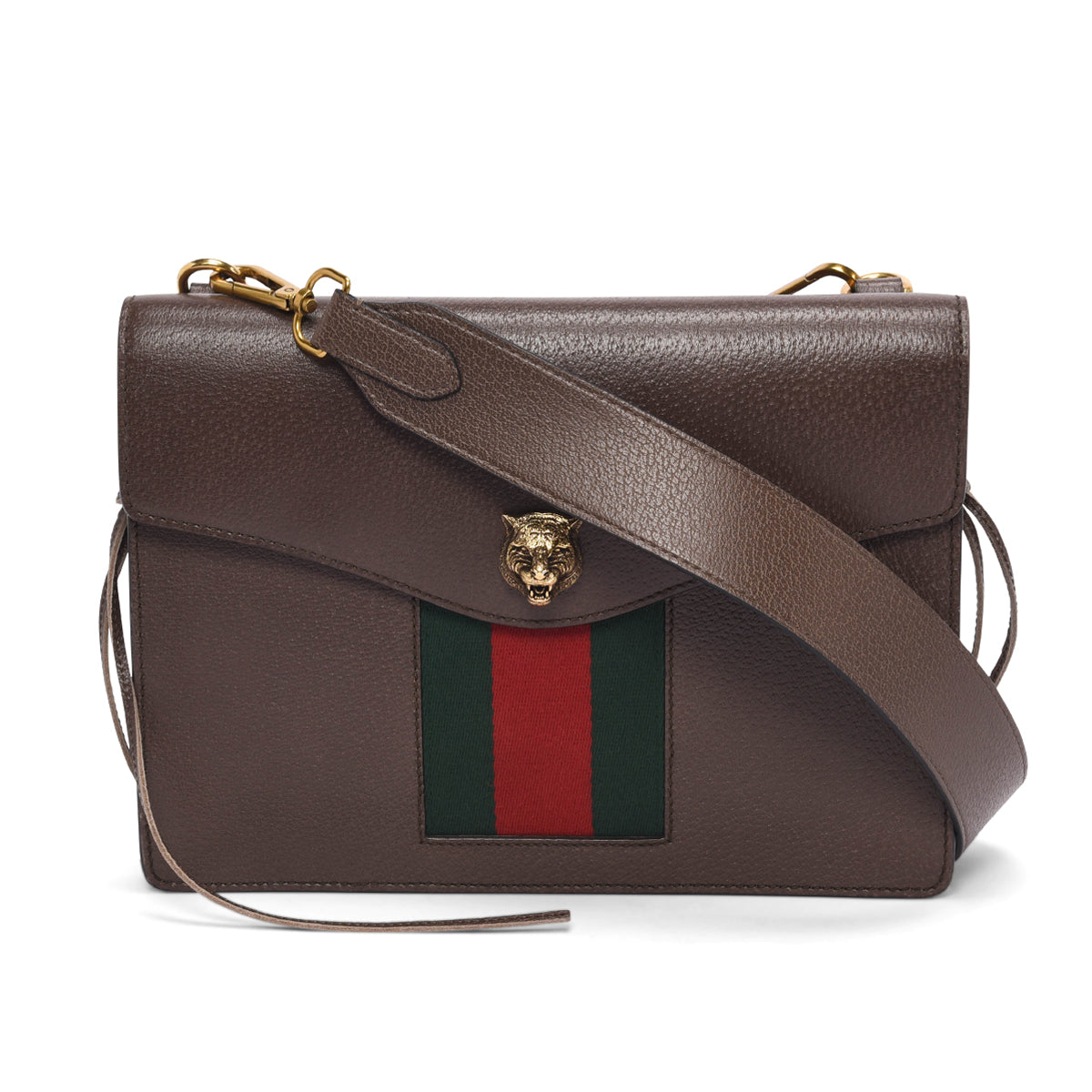Gucci Brown Grained Calfskin Animalier Chain Bag