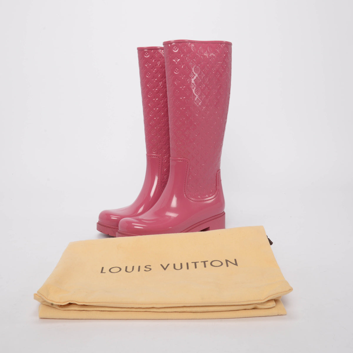 Louis Vuitton Pink Rubber Monogram Splash Rain Boots 36