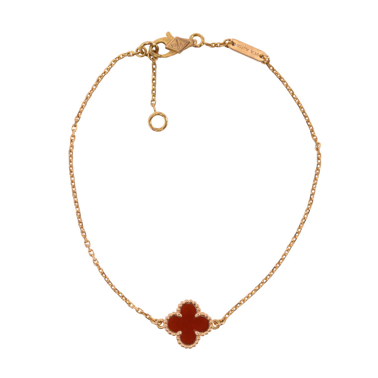 Van Cleef & Arpels Carnelian Rose Gold Sweet Alhambra Bracelet