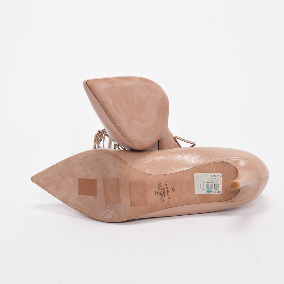Valentino Poudre Calfskin Lace Up Pumps 42