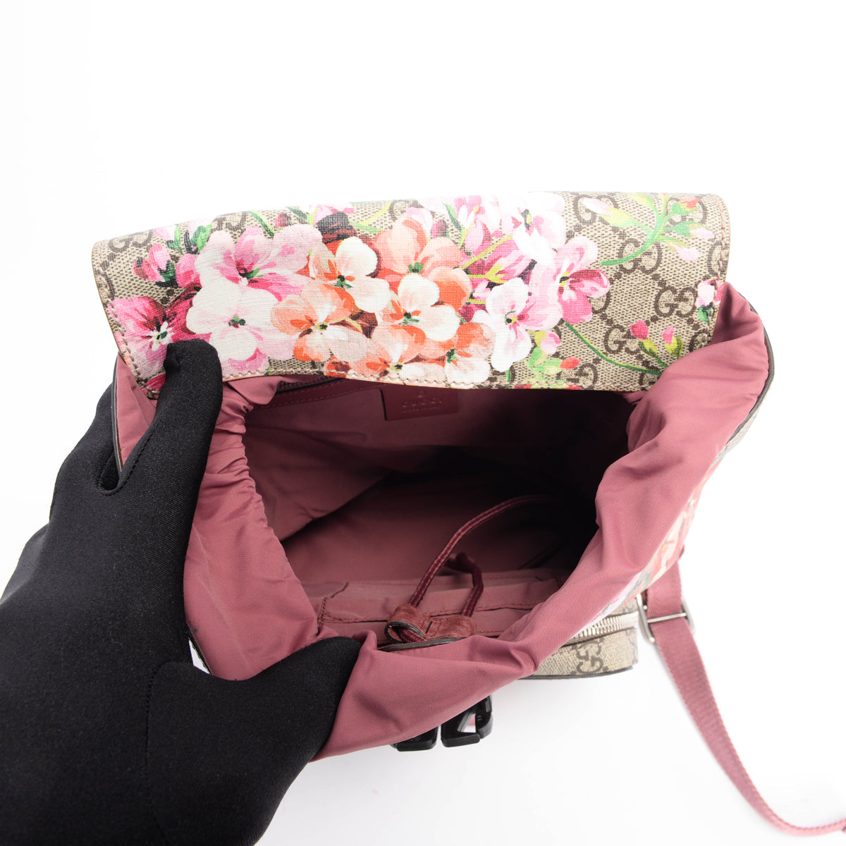 Gucci Dry Rose GG Supreme Blooms Small Buckle Backpack