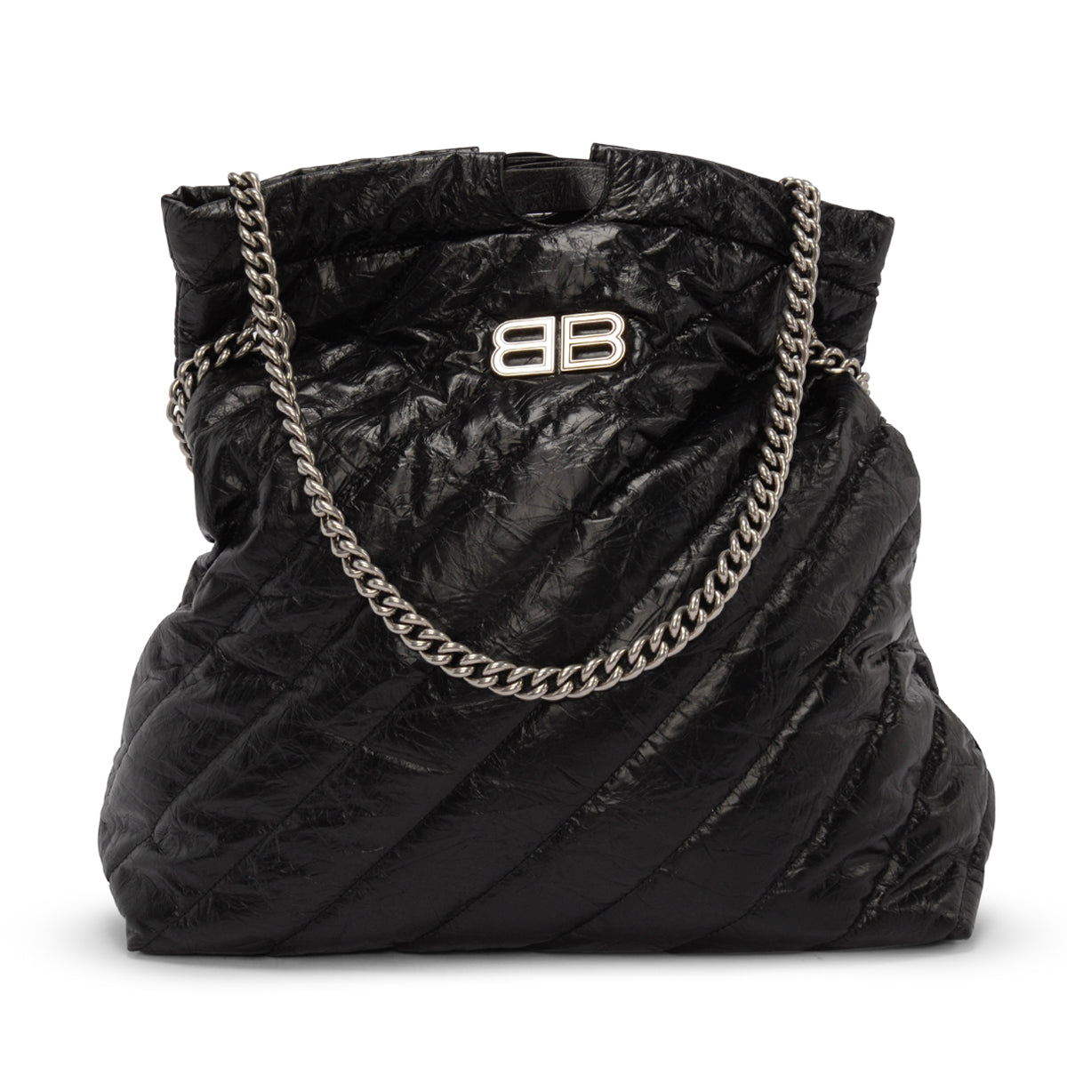 Balenciaga Black Quilted Calfskin Medium Crushed Tote