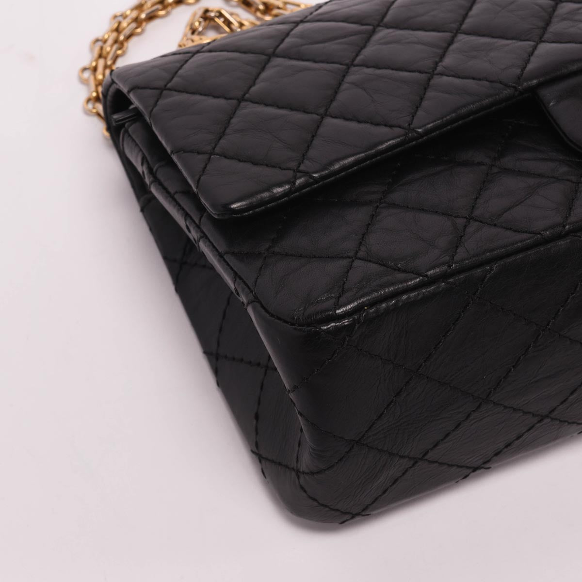 Chanel Black Distressed Calfskin 2.55 Reissue 225 Flap Bag