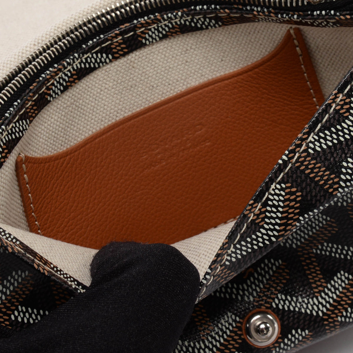 Goyard Black & Tan Goyardine Plumet Pocket Wallet Mini Bag