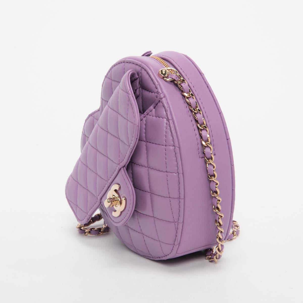 Chanel Lilac Quilted Lambskin CC In Love Heart Cross Body Bag