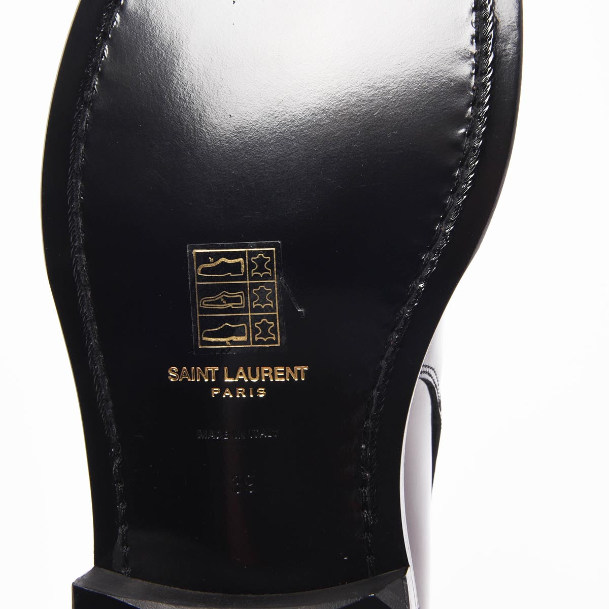Saint Laurent Black Hi-Shine Army Ankle Boots 39