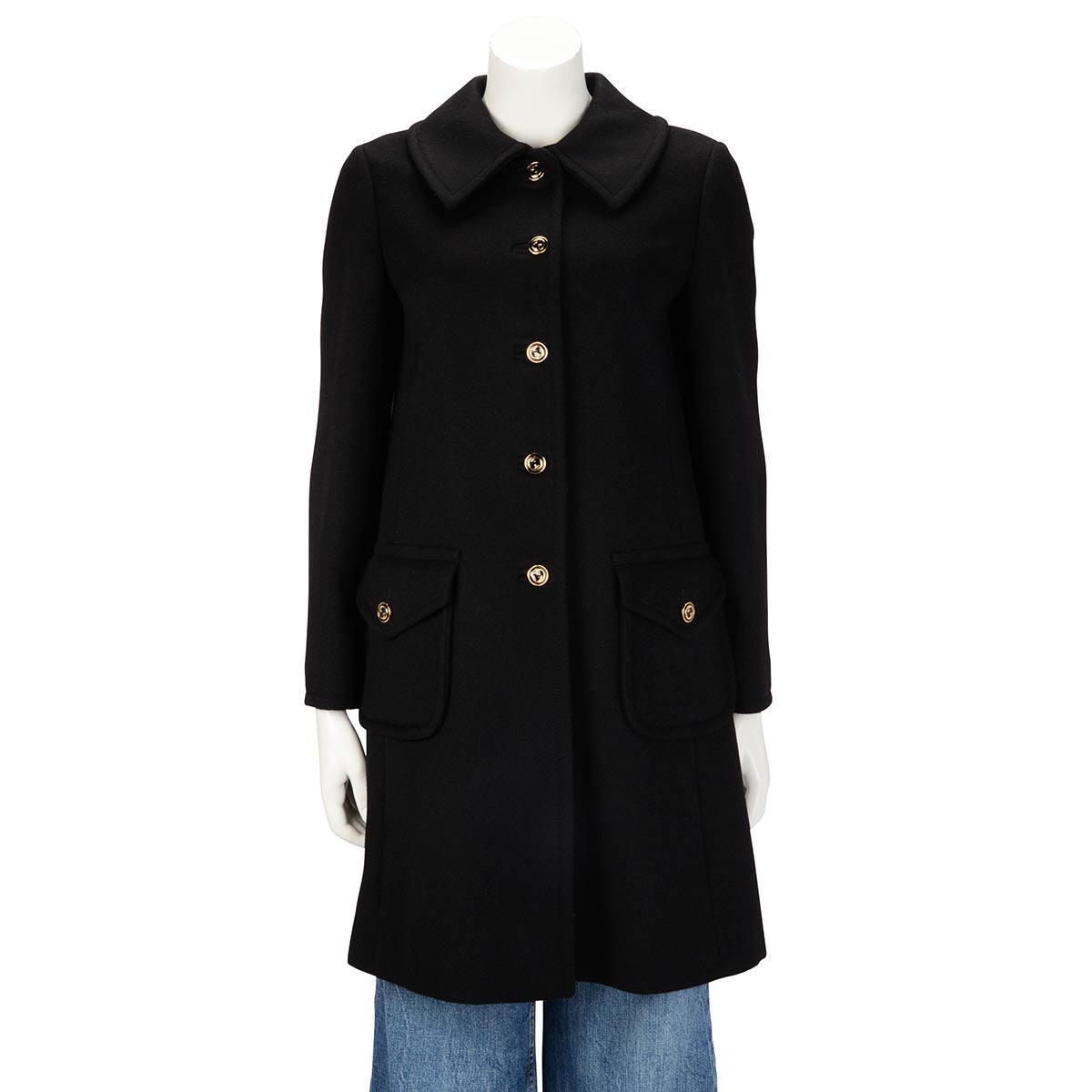 Gucci Black Wool Melton Martingale Coat IT 42