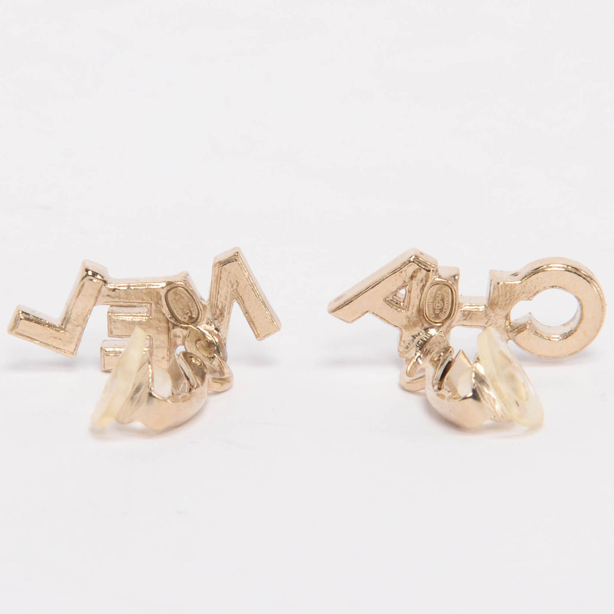 Chanel Crystal Logo Cha-Nel Clip Earrings