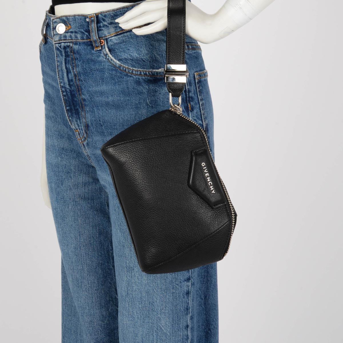 Givenchy Black Sugar Goatskin Small Beauty Wristlet