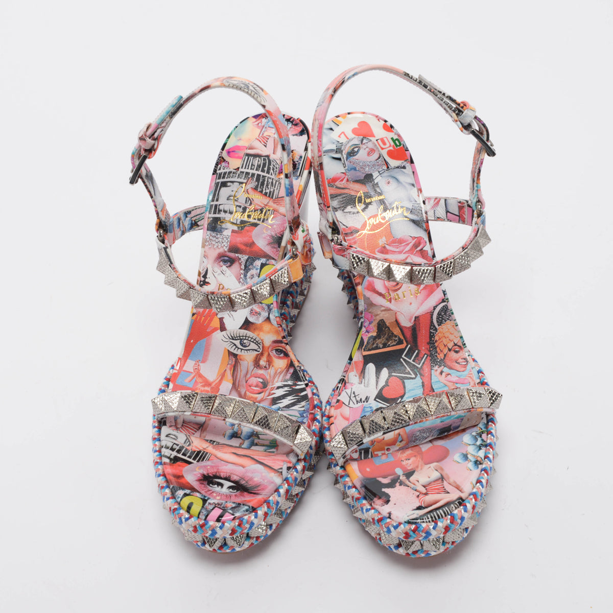 Christian Louboutin Multi Colour Patent Pyraclou Xtian Wedges 41