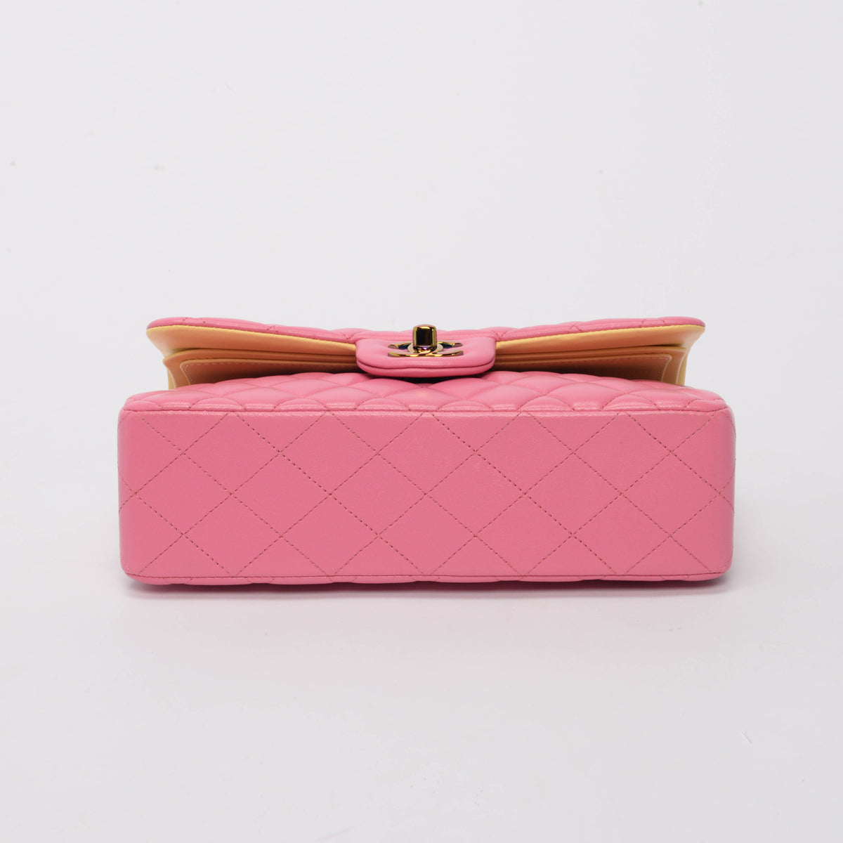 Chanel Pink & Yellow Quilted Lambskin Small Classic Flap Bag