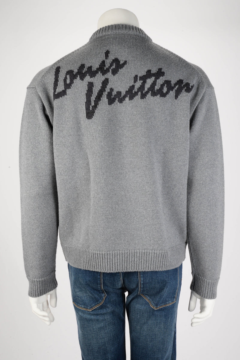 Louis Vuitton Charcoal Wool Crystal Earth Sweater S