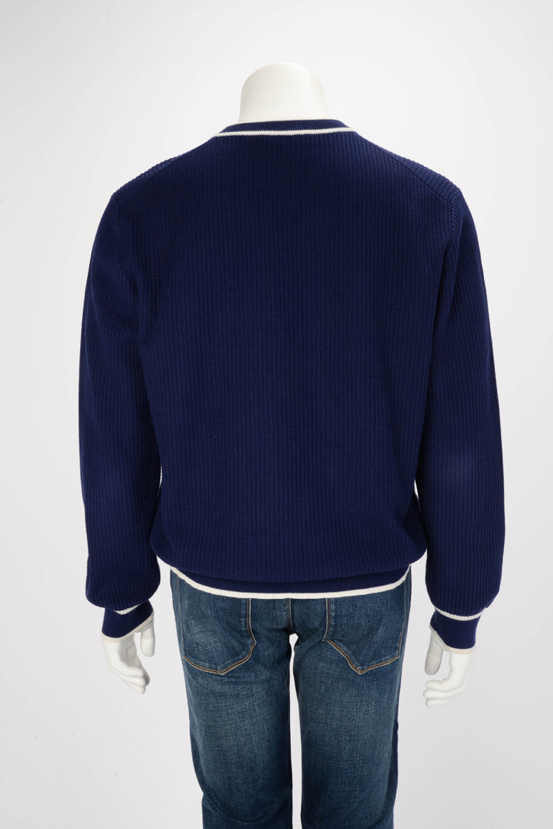 Gucci Navy Knitted GG Logo Patch Sweater L