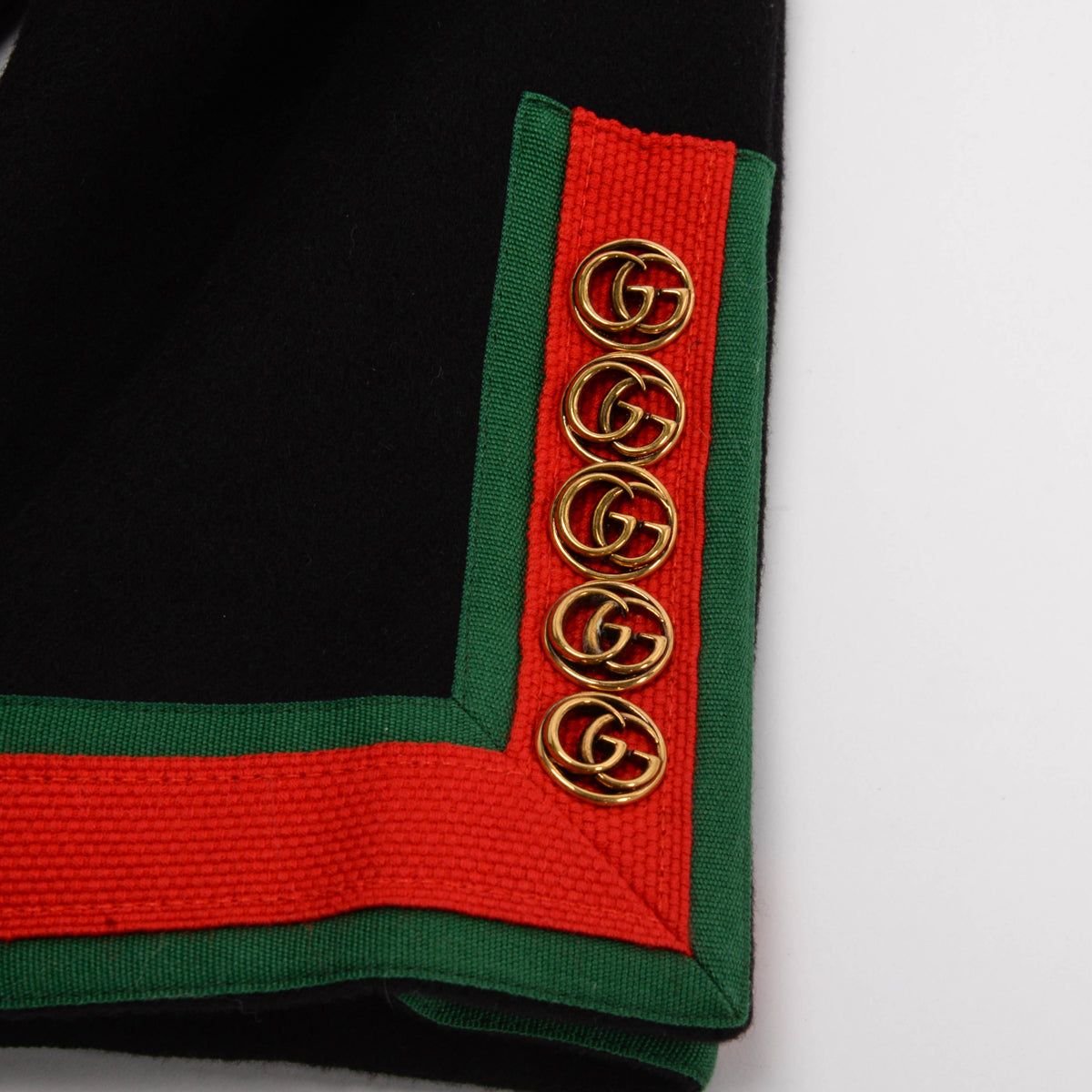 Gucci Black Wool GG Web Trim Longline Coat IT 42