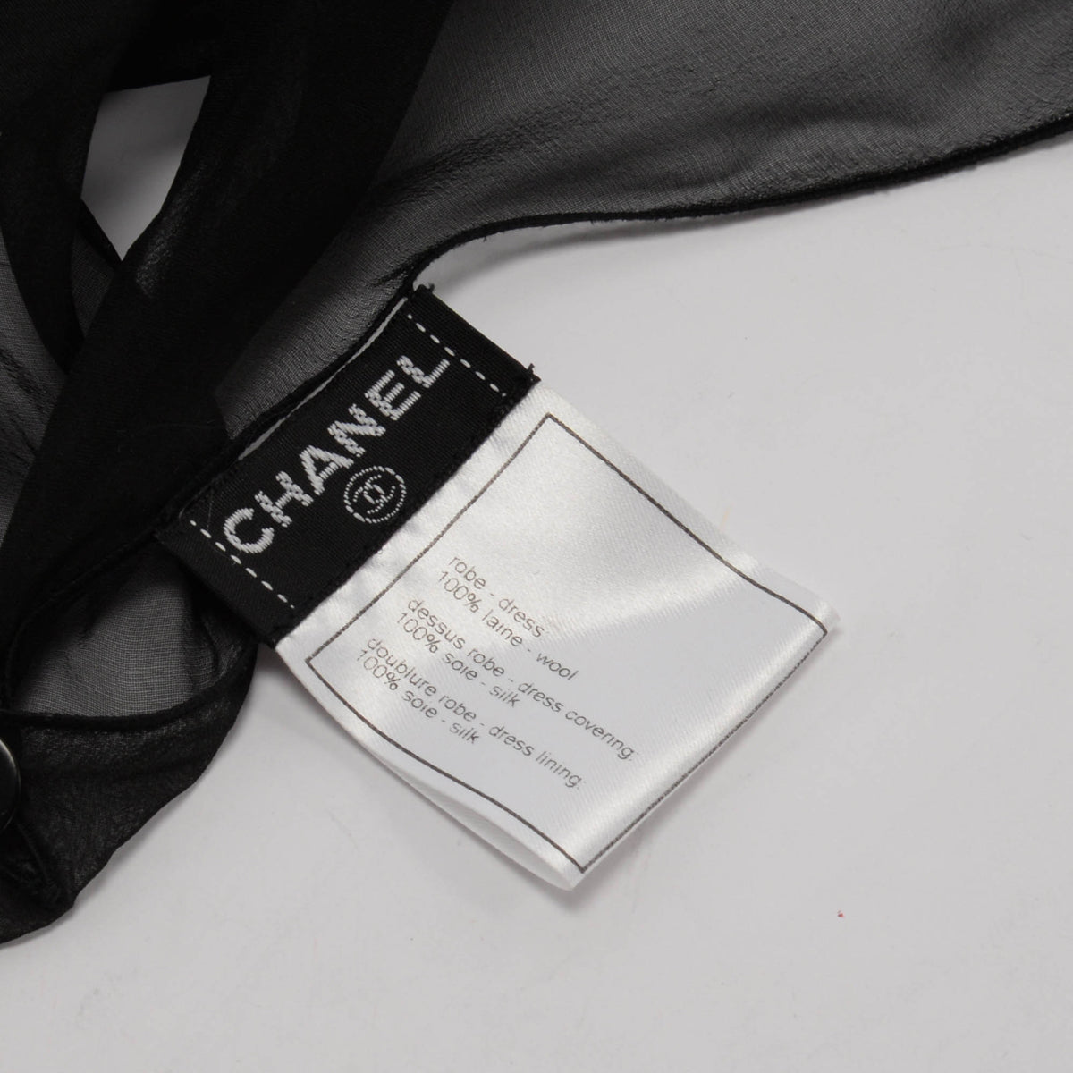 Chanel Black Wool Strapless Dress + Silk Cape FR 40