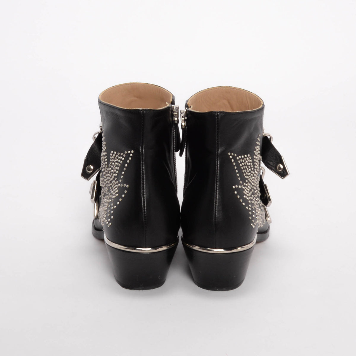 Chloe Black & Silver Studded Susanna Boots 39