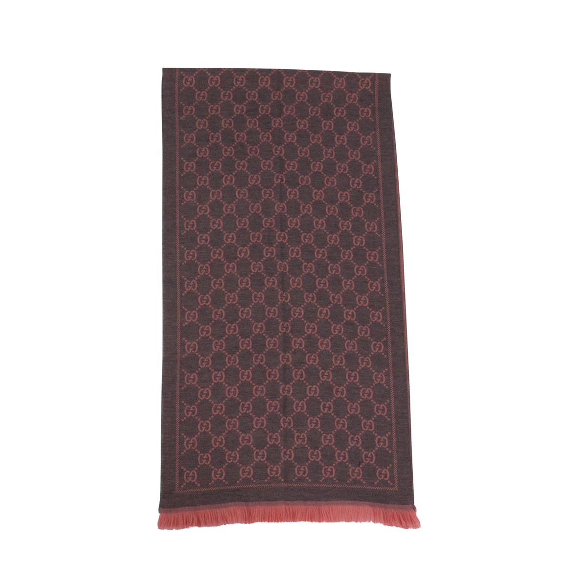 Gucci Grey & Pink Wool GG Scarf