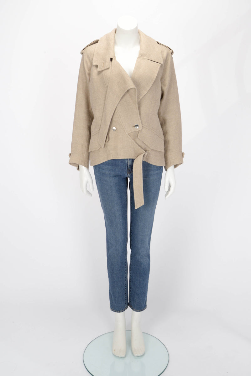 Alexander Wang Beige Linen Burlap Short Coat US 0