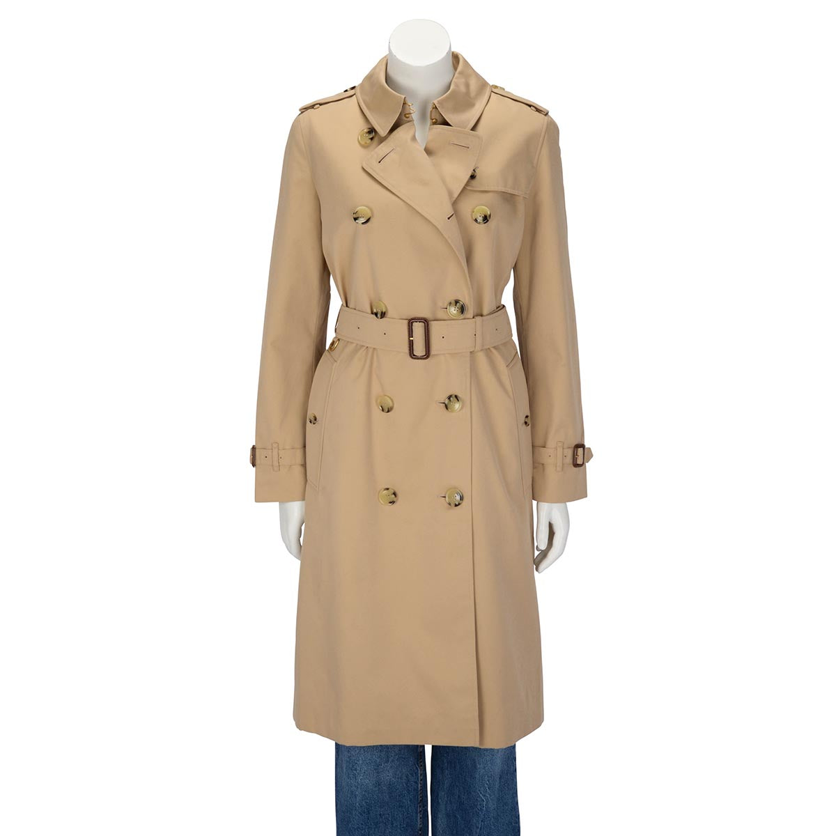 Burberry Honey Cotton Kensignton Mid-Length Trench Coat UK 8