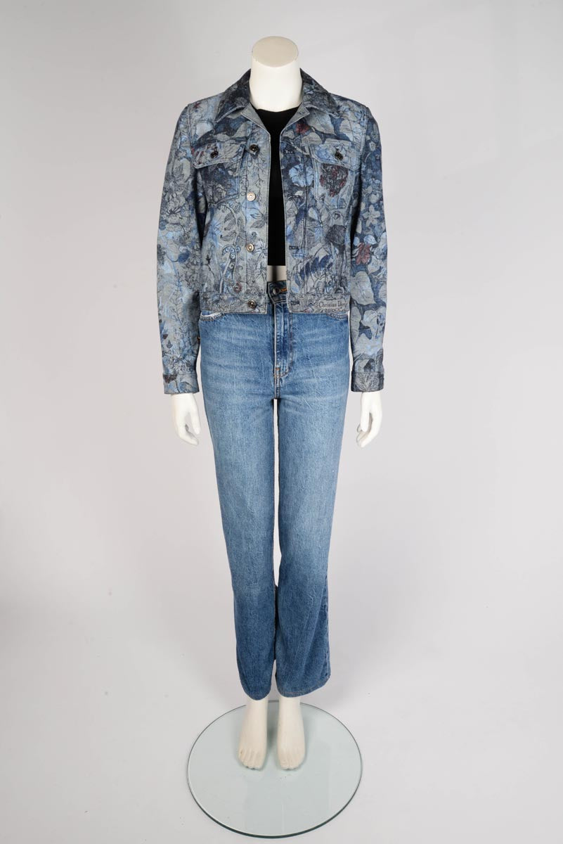Dior Indigo Denim Jardin Magique Jacket FR 34