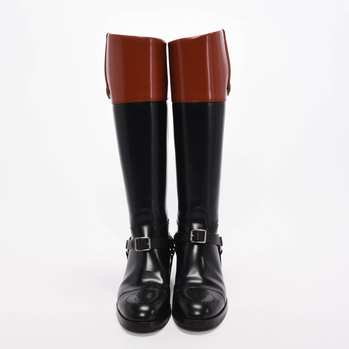 Gucci Black & Amber Calfskin Zelda Harness Boots 36.5