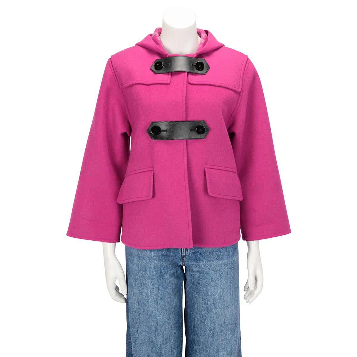 Louis Vuitton Magenta Wool Monogram Duffle Coat FR 36