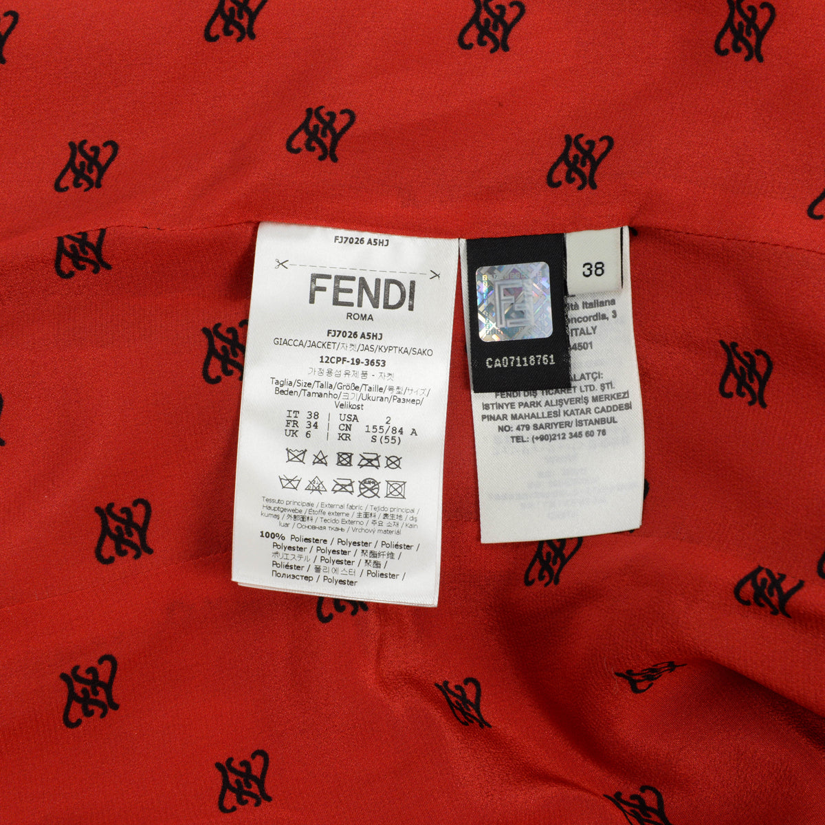 Fendi Red Interlock Patent Trim Jacket IT 38