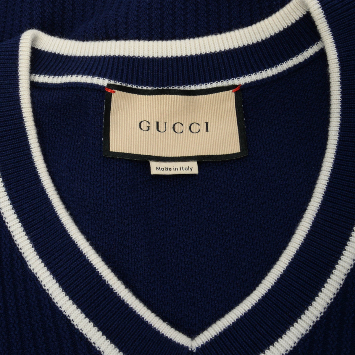 Gucci Navy Knitted GG Logo Patch Sweater L