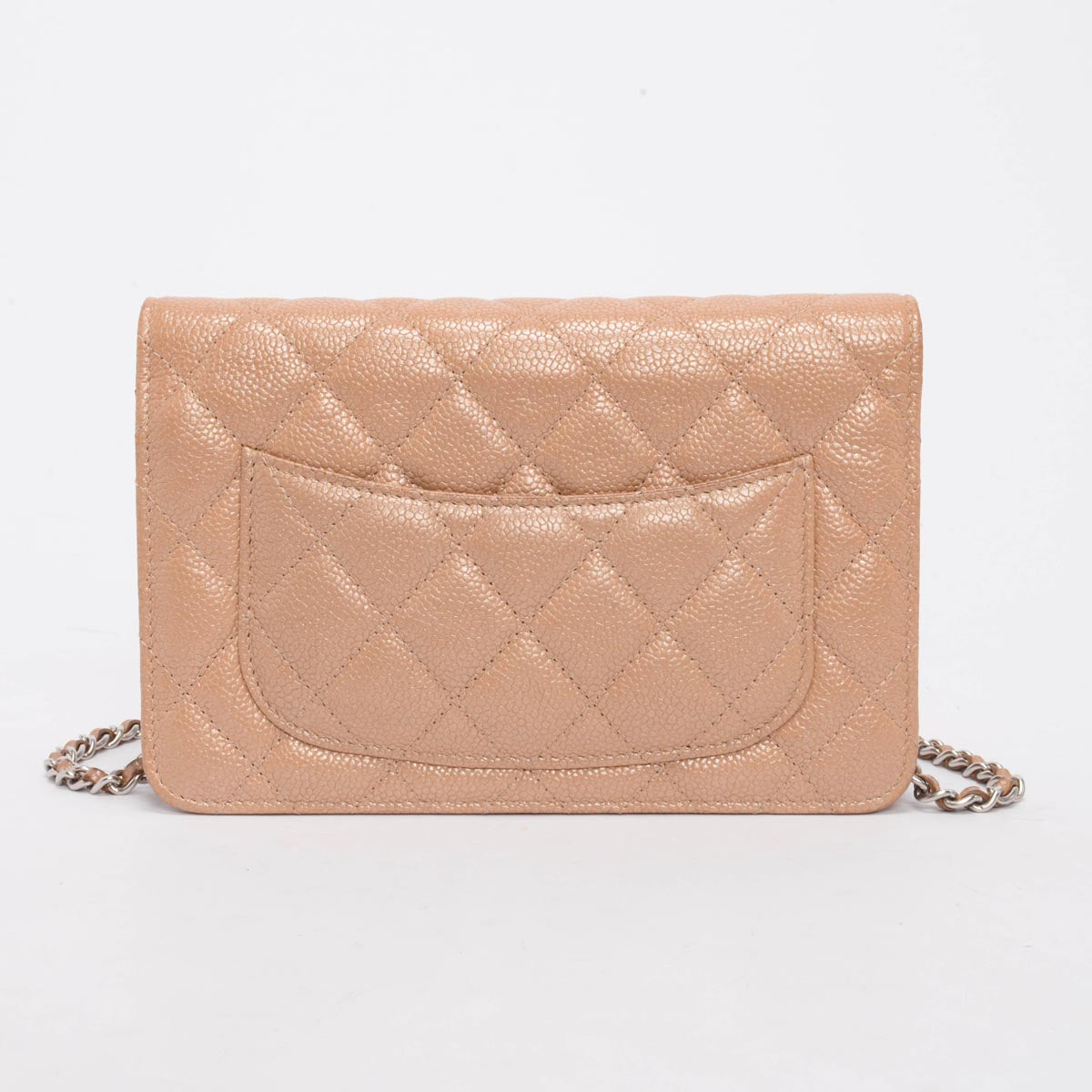 Chanel Champagne Iridescent Caviar Classic Wallet On Chain