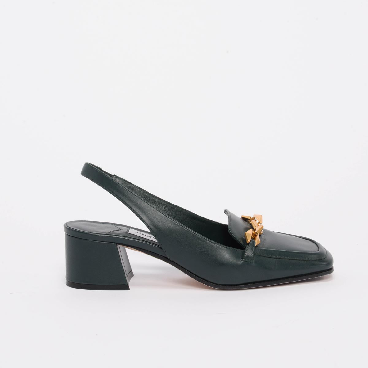 Jimmy Choo Dark Green Calfskin Diamond Tilda Slingbacks 36