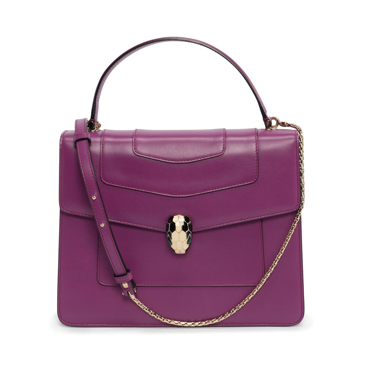 Bulgari Magenta Calfskin Serpenti Top Handle Bag