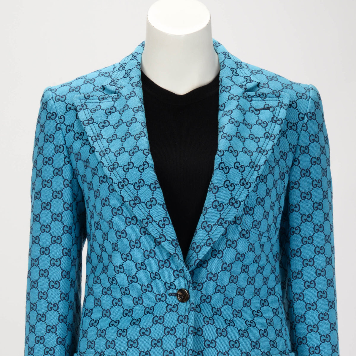 Gucci Blue GG Canvas Single Breasted Jacket IT 38